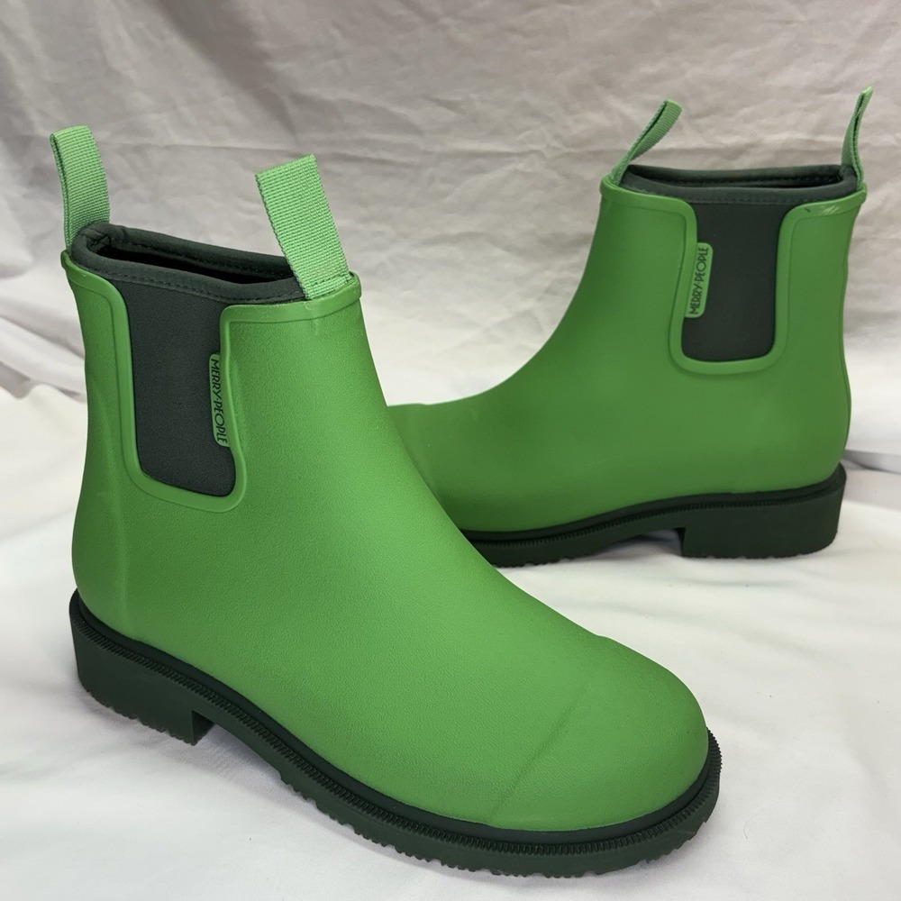 Merry People Bobbi Ankle Rain Boots Women's 8 EU 38 Grasshopper Green Wellington